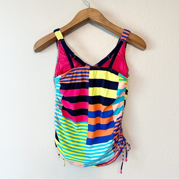 Lands' End V Neck Side Tie Adjustable Underwire Tankini Swim Top Women’s Size 4 - Picture 4 of 6